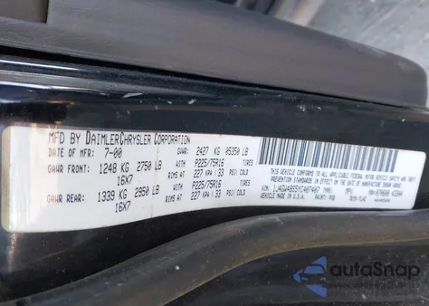 2000 Jeep Grand Cherokee Laredo из США, поврежденный, VIN 1J4GW48S5YC407407